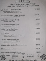 Jack's Pub menu