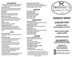 Sweeney's menu