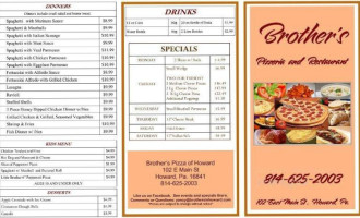 Brothers Pizza Of Howard menu