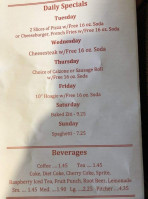 Sunny's Pizza menu