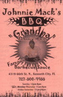 Johnnie Mack's Bbq menu