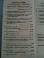 Savannah's Mexican Food menu