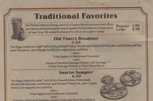 Cracker Barrel Old Country Store menu