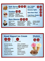 Hayloft Ice Cream menu