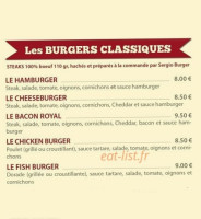 Sergio Burger menu