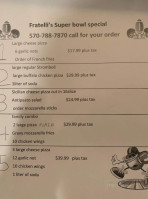 Fratelli's Italian Pizza menu