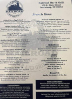 Railroad And Grill menu