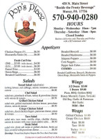 Pop's Place menu