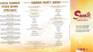 Sasa Japanese Steakhouse menu