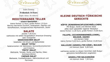 Fritzcafe menu