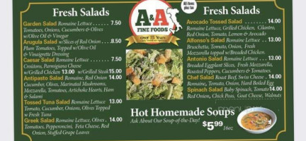 A A Fine Foods menu