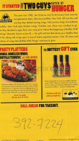 Buffalo Wild Wings menu