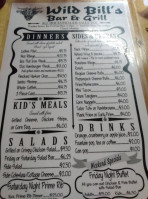 Wild Bills menu