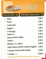 Mam's Kebab menu