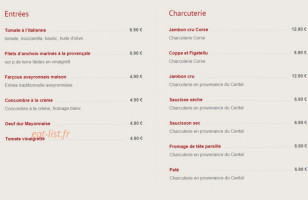 Cafe de la Gare menu