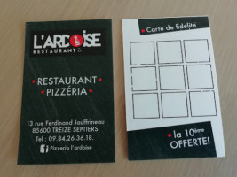 L'ardoise menu