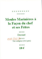 Le Pré Verger menu