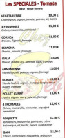 Chez Seb Pizza menu