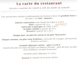 Les Tonneaux menu