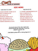 Dino's House Of Burgers menu