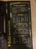 P-dub’s Sports menu