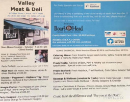 Valley Meat Deli menu