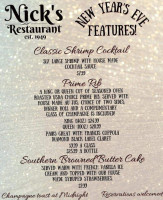 Nick's menu