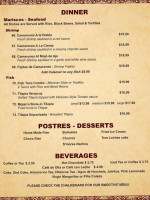 Aztec Authentic Mexican menu