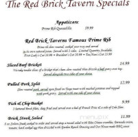 Red Brick Tavern menu