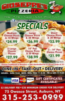 Giuseppe's Pizzeria menu