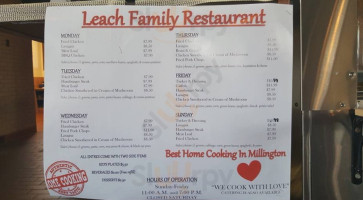 Leach Family menu