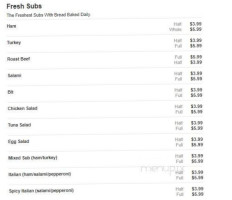 Byrne Dairy Stores menu