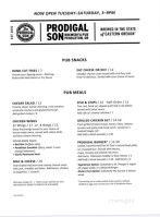 Prodigal Son Brewery Pub menu