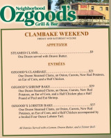 Ozgoods Neighborhood Grill menu