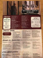 Relli's Sports menu