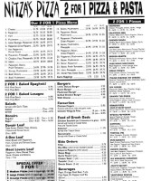 Nitza's Pizza menu