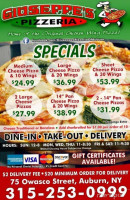 Giuseppe's Pizzeria menu