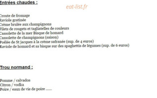 Les Terrasses menu