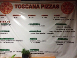 Toscana Pizzas menu