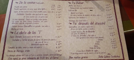 Fonda Doña Gabina Escolástica menu