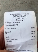 Shaan Indian Cuisine menu