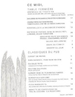 La Table de Fermiere menu