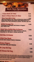 Uncle Tom's Barbecue menu