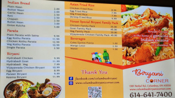 Biryani Corner And Cake Corner menu