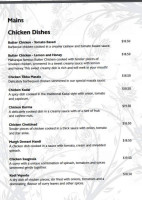 Maharajas Indian menu