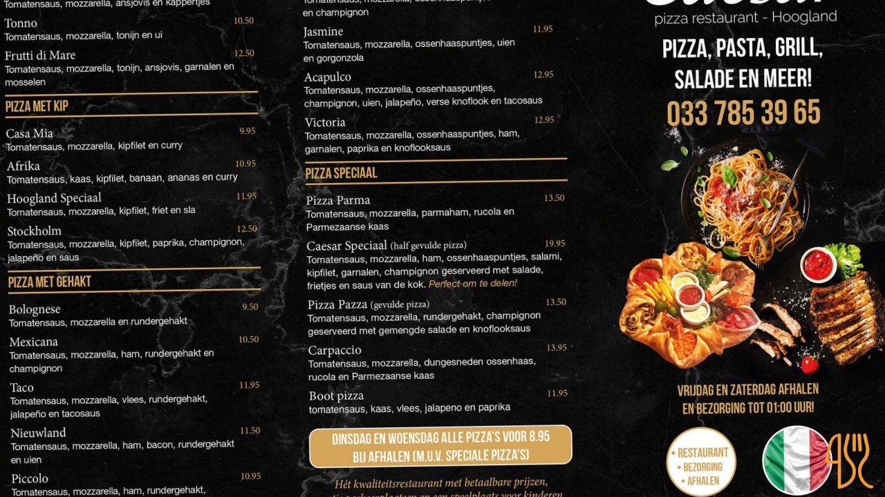 Caesar Pizzeria Carte
