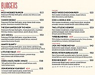 Missy Moos Gourmet Burger Bar menu