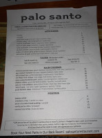 Palo Santo menu