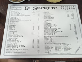 El Secreto menu