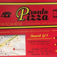 Pronto Pizza menu